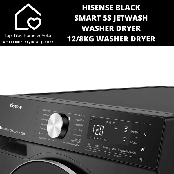 Hisense Black Smart 5S JetWash Washer Dryer - 12/8kg Washer Dryer