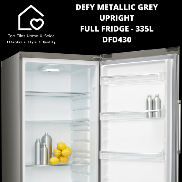 Defy Metallic Grey Upright Full Fridge - 335L DFD430