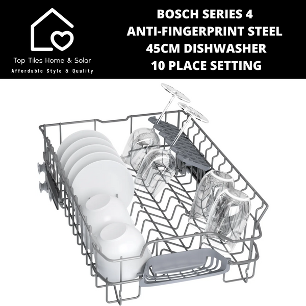 Bosch Series 4 - Anti-Fingerprint Brushed Steel 45cm Dishwasher - 10 Place Setting