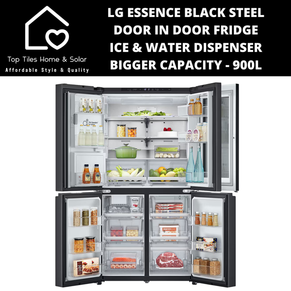 LG Essence Black Steel Door in Door Fridge with Ice & Water Dispenser - 900L