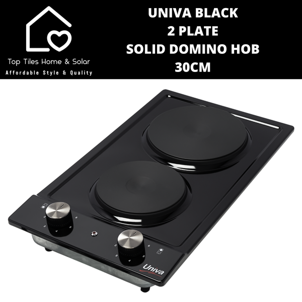 Univa Black 2 Plate Solid Domino Hob - 30cm