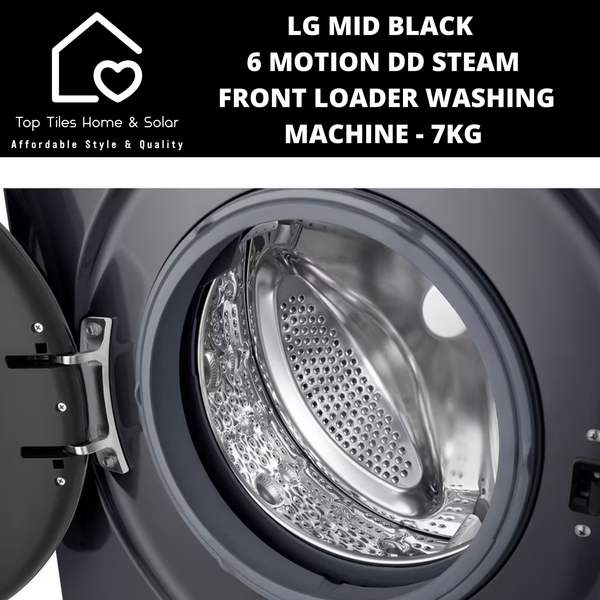 LG Mid Black 6 Motion DD Steam Front Loader Washing Machine - 7kg