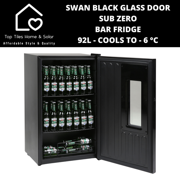 Swan Glass Door Sub Zero Bar Fridge - 92L - Cools to - 6 °C