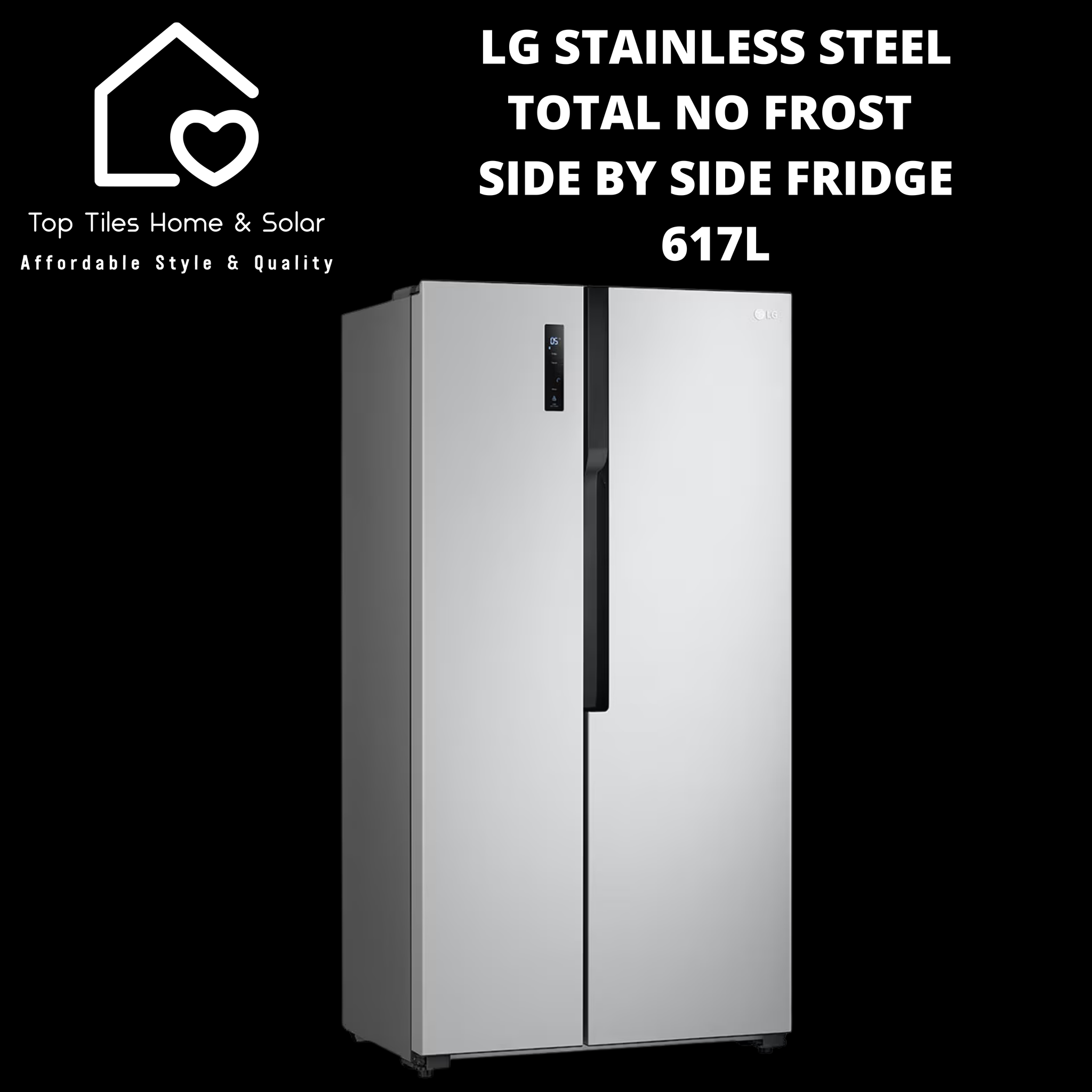 LG Stainless Steel Total No Frost Side by Side Fridge - 617L – Top