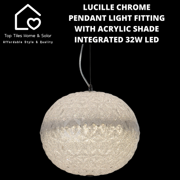 Lucille Chrome Pendant Light Fitting with Acrylic Shade - 32W LED
