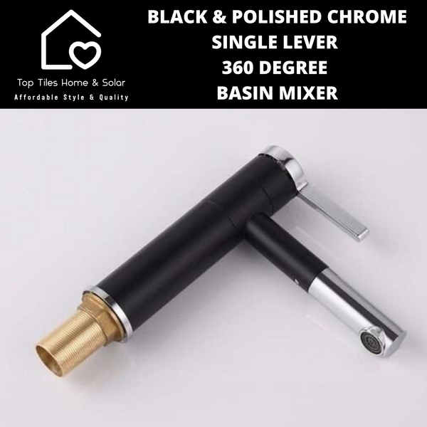 Black And Polished Chrome Single Lever 360 Basin Mixer