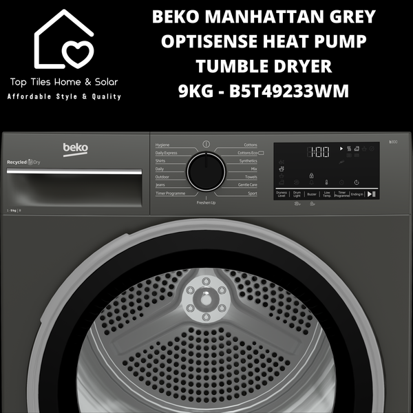 Beko Manhattan Grey OptiSense Heat Pump Tumble Dryer - 9kg B5T49233WM