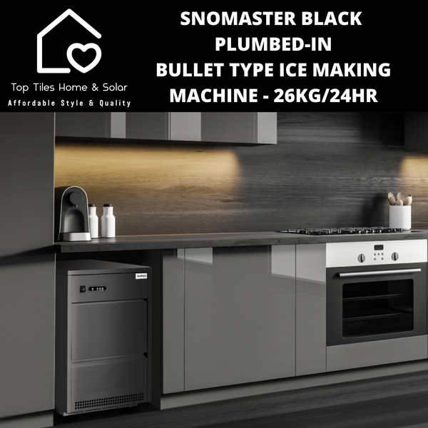 SnoMaster Black Plumbed-In Bullet Type Ice Making Machine - 26kg/24hr