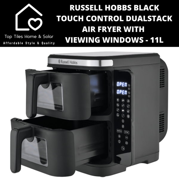 Russell Hobbs Black Touch Control DualStack Air Fryer with Viewing Windows - 11L