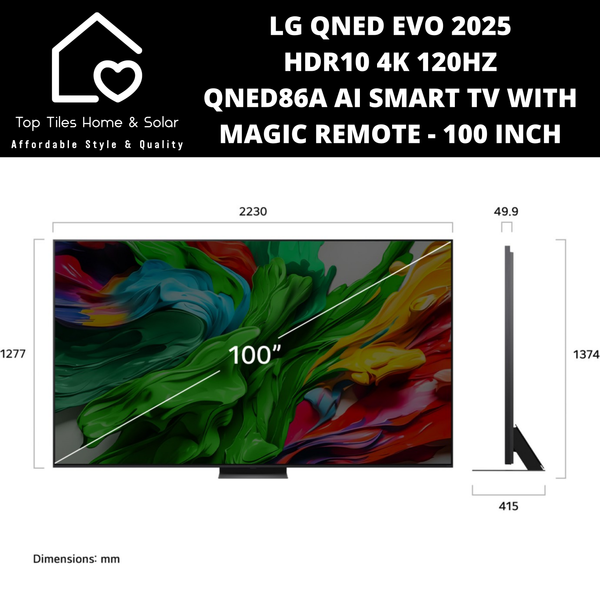 LG QNED EVO 2025 HDR10 4K 120Hz QNED86A AI Smart TV with Magic Remote - 100 Inch