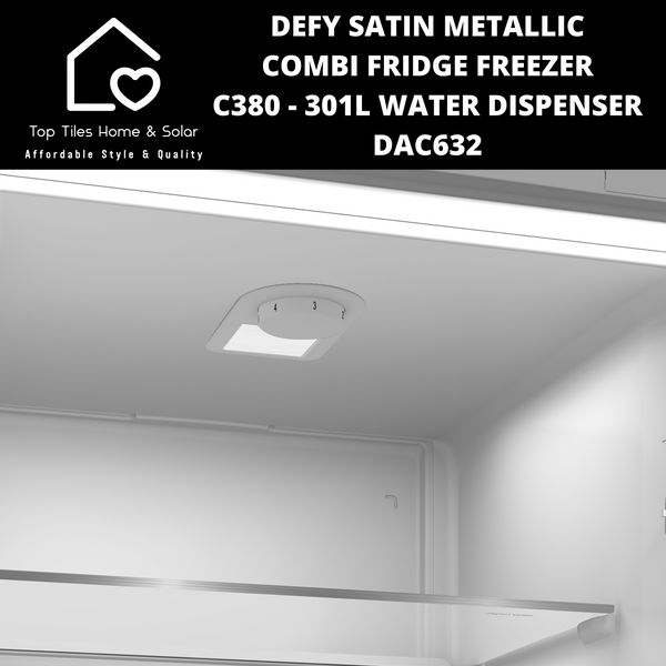 Defy Satin Metallic Combi Fridge Freezer C380 - 301L Water Dispenser DAC632