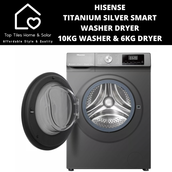 Hisense Titanium Silver Smart Washer Dryer - 10kg Washer & 6kg Dryer