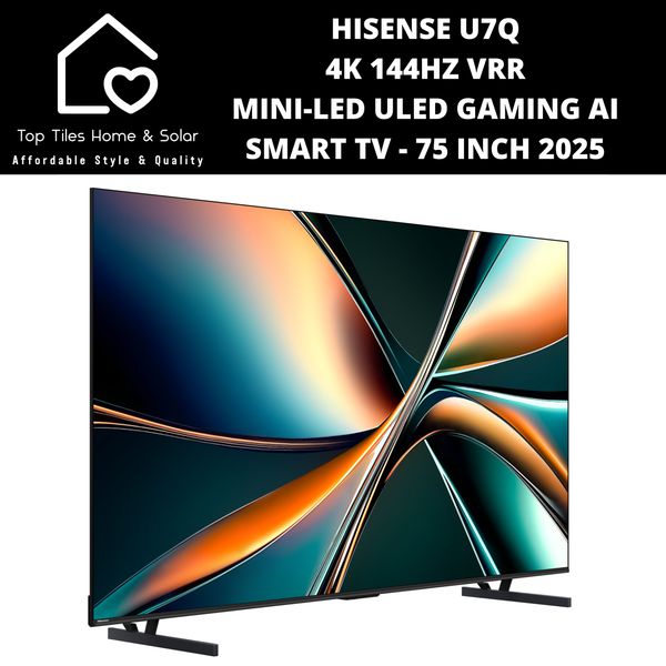 Hisense U7Q 4K 144Hz VRR  Mini-LED ULED Gaming Ai Smart TV - 75 Inch 2025