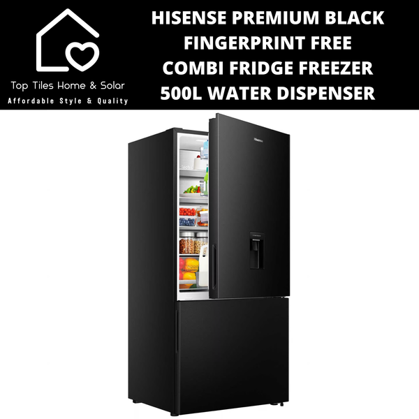 Hisense Premium Black FF Combi Fridge Bottom Freezer  - 500L Water Dispenser