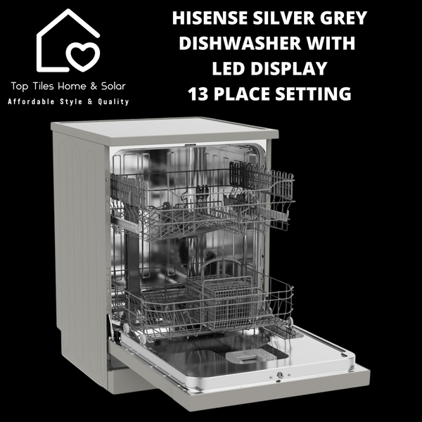 Hisense Silver Grey Dishwasher with LED Display - 13 Place Setting