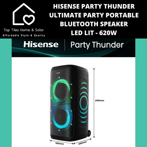 Hisense Party Thunder Ultimate Party Portable Bluetooth Speaker LED Lighting - 620W