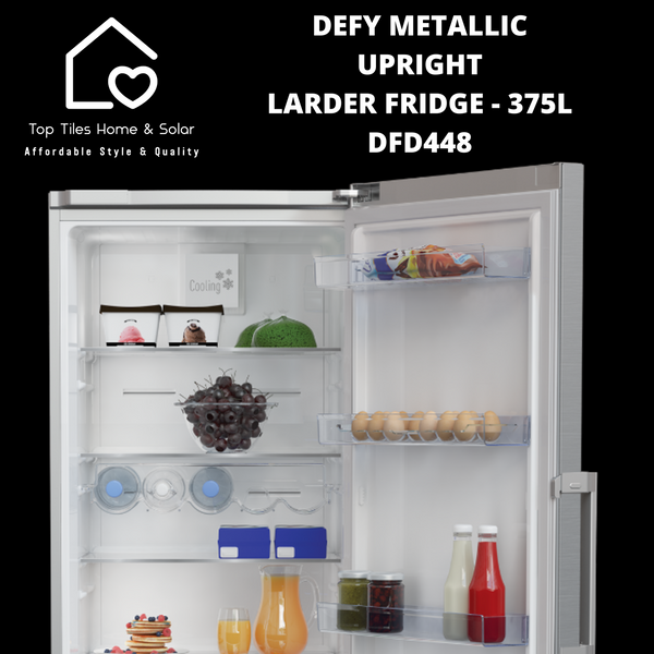 Defy Metallic Upright Larder Fridge - 375L DFD448