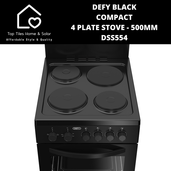 Defy Black Compact 4 Plate Stove - 500mm DSS554