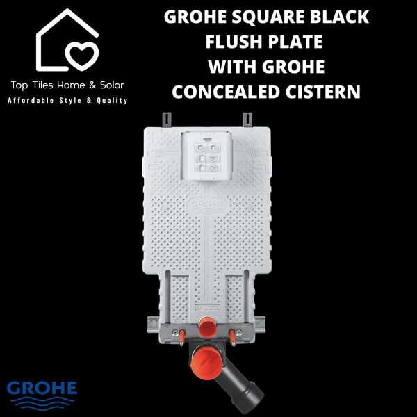 Grohe Square Matt Black Flush Plate With Grohe Concealed Cistern