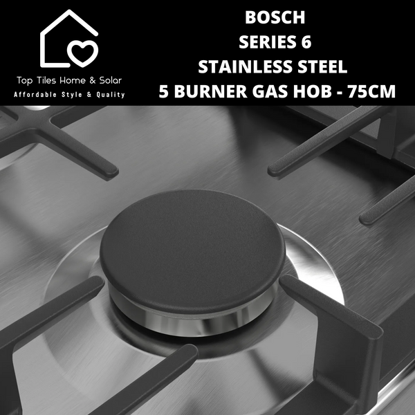 Bosch Series 6 Stainless Steel  5 Burner Gas Hob - 75cm