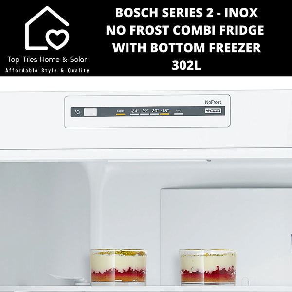 Bosch Series 2 - Inox No Frost Combi Fridge With Bottom Freezer - 302L