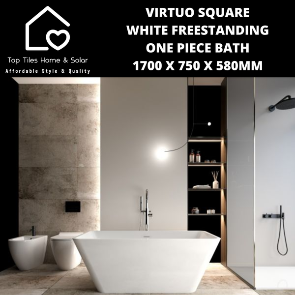 Virtuo White Square Freestanding One Piece Bath - 1700 x 750 x 580mm