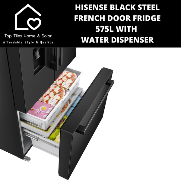 Hisense Black Steel French Door Fridge  - 575L With Water Dispenser
