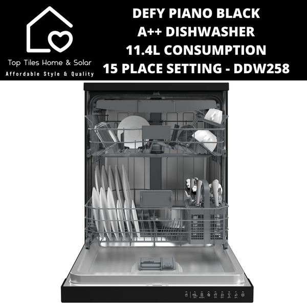 Defy Piano Black A++ Dishwasher 11.4L Consumption - 15 Place Setting DDW258