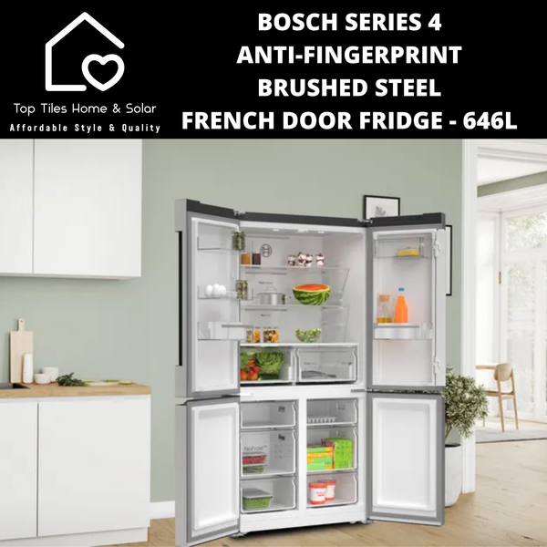Bosch Series 4 - Anti-Fingerprint Brushed Steel French Door Fridge - 646L