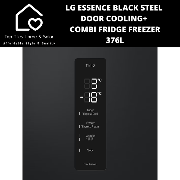 LG Essence Black Steel Door Cooling+ Fridge Freezer - 376L