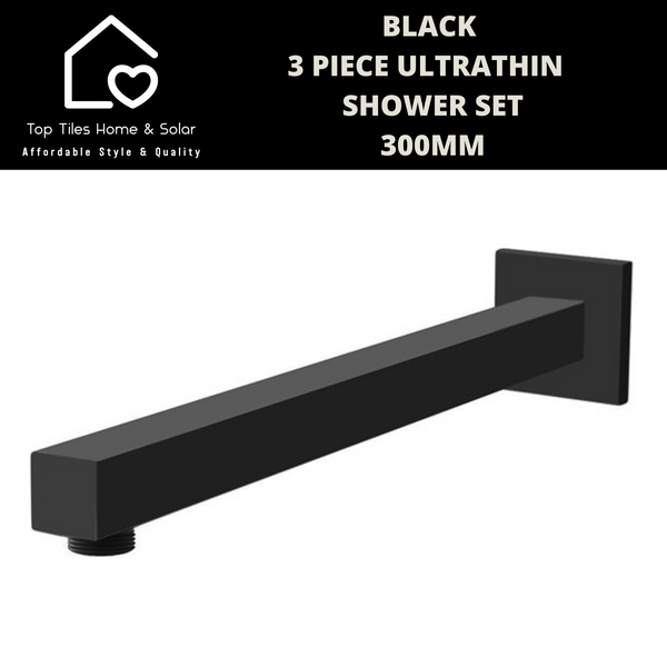 Black 3 Piece Ultrathin Shower Set - 300mm Square