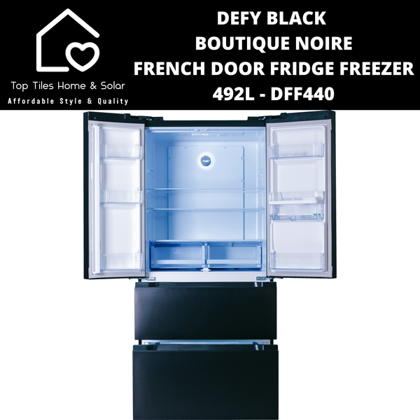 Defy Black Boutique Noire French Door Fridge - 492L DFF440