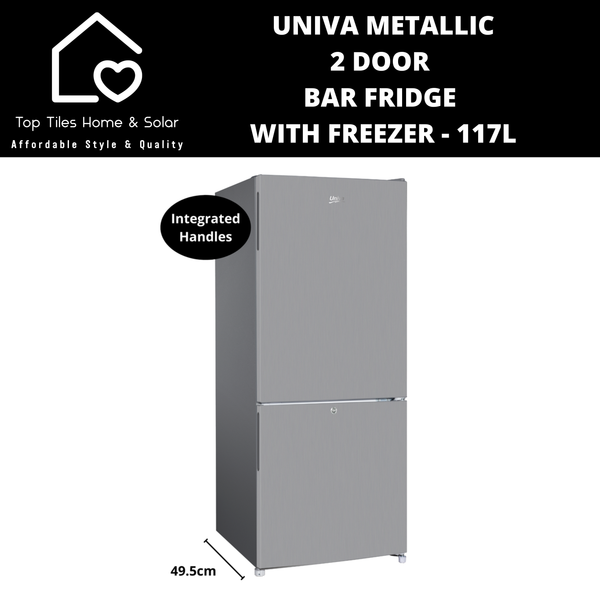 Univa Metallic 2 Door Bar Fridge with Freezer - 117L
