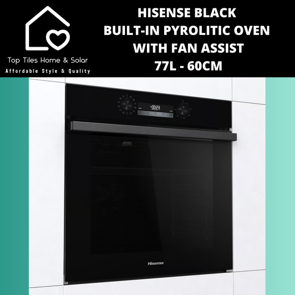Hisense Black Built-in Pyrolitic Oven with Fan Assist 77L - 60cm