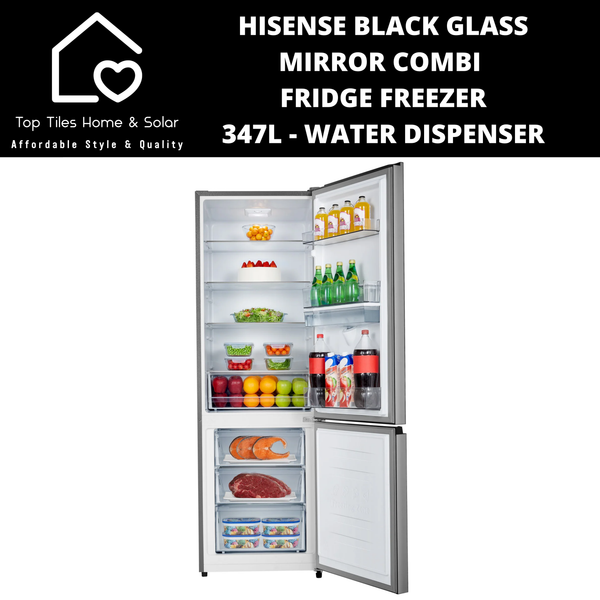 Hisense Black Mirror Combi Fridge Freezer - 347L Water Dispenser