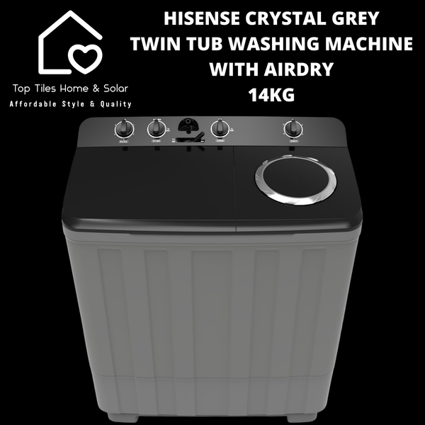 Hisense Crystal Grey Twin Tub Washing Machine with AirDry - 14kg