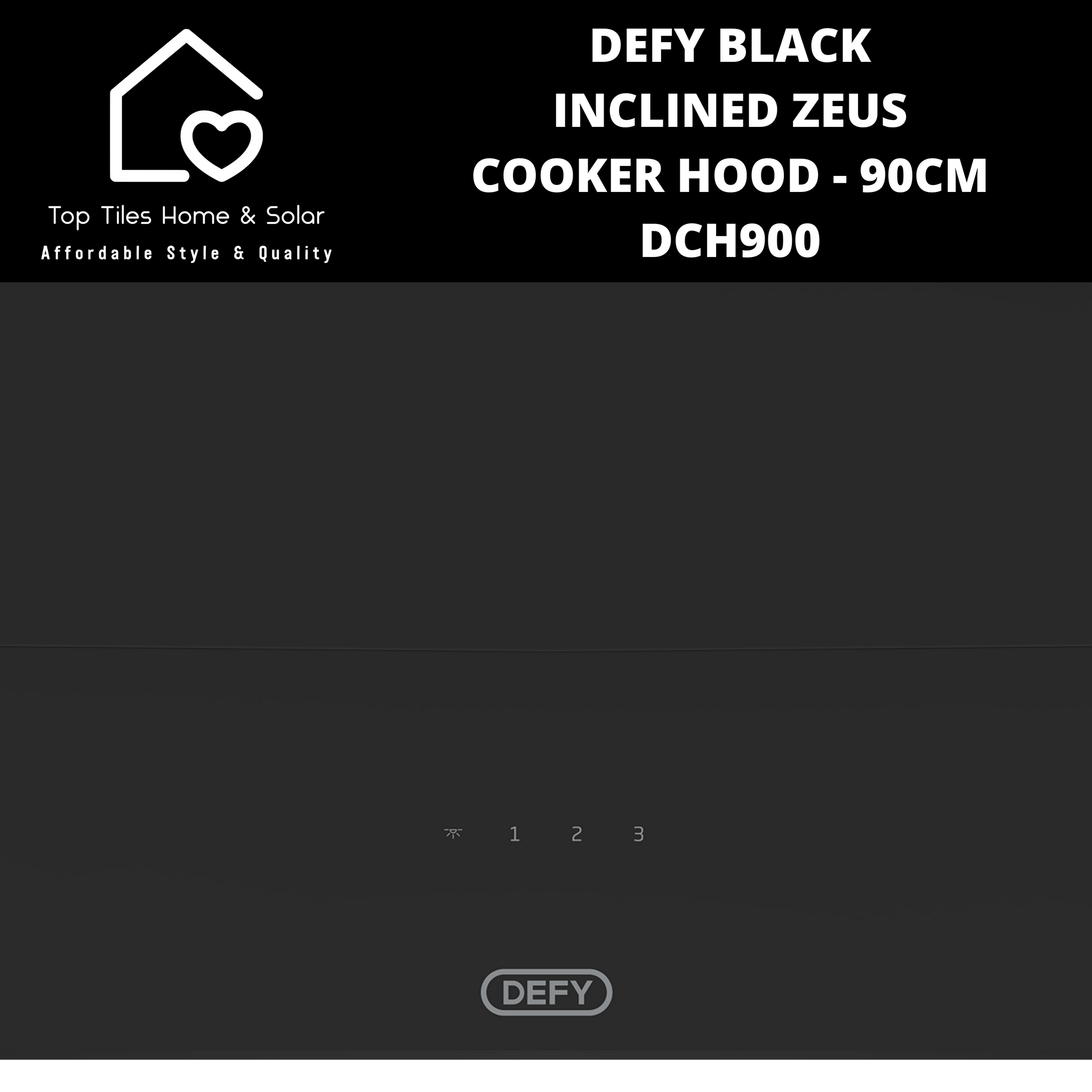 Defy Black Inclined Zeus Cooker Hood - 90cm DCH900 – Top Tiles