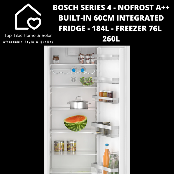 Bosch Series 4 - NoFrost A++ Built-in 60cm Integrated Fridge -  184L with Freezer 76L - 260L