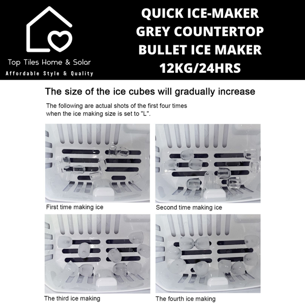 Quick Ice-Maker Grey Countertop Bullet Ice Maker - 12kg/24Hrs
