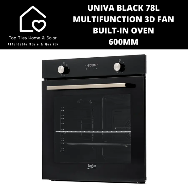 Univa Black 78L Multifunction 3D Fan Built-in oven - 60cm