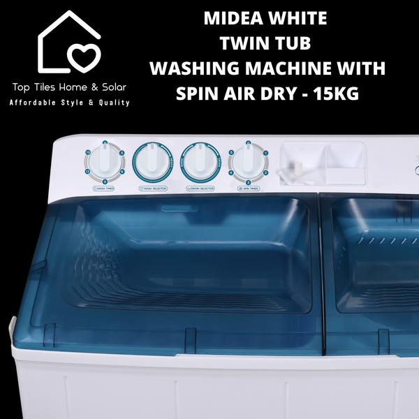 Midea White Twin Tub Washing Machine with Spin Air Dry - 15kg