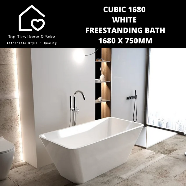 Cubic 1680 White Freestanding Bath - 1680 x 750mm