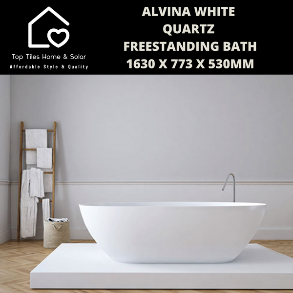 Alvina White Quartz Freestanding Bath - 1630 x 773 x 530mm
