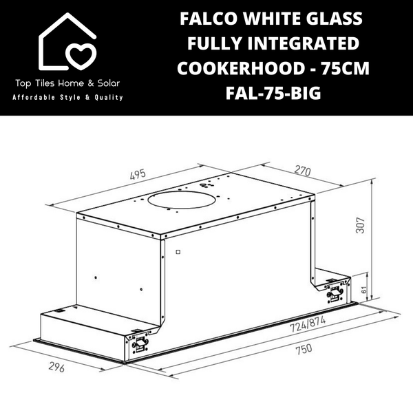 Falco White Glass Fully Integrated Cookerhood - 75cm FAL-75-BIG
