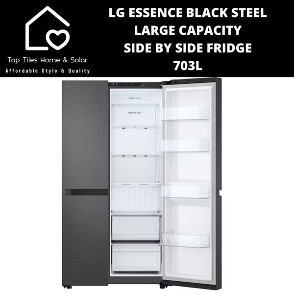 LG Essence Black Steel Large Capacity Side by Side Fridge - 703L
