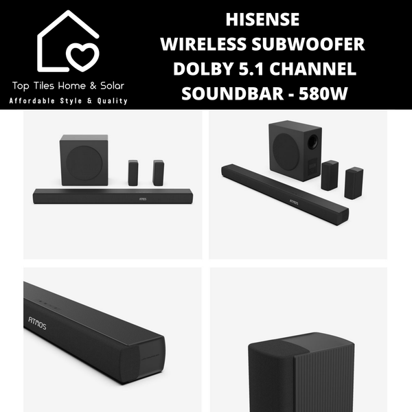 Hisense Wireless Subwoofer Dolby 5.1 Channel Soundbar - 580W