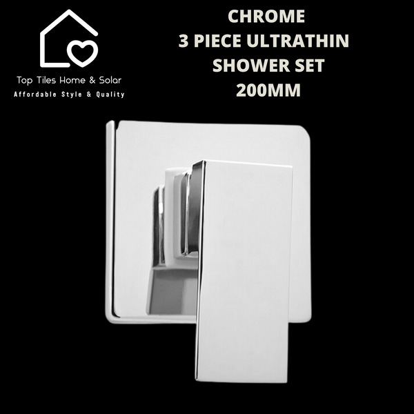 Chrome 3 Piece Ultrathin Shower Set - 200mm Square