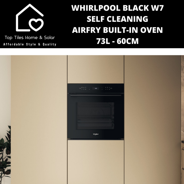 Whirlpool Black W7 Self Cleaning AirFry 73L Built-In Oven - 60cm