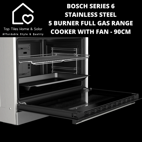 Bosch Series 6 - 5 Burner Full Gas Range Cooker with Fan - 90cm