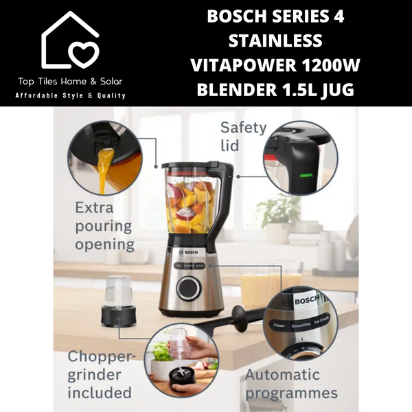 Bosch Series 4 - Stainless VitaPower 1200W Blender - 1.5L Jug